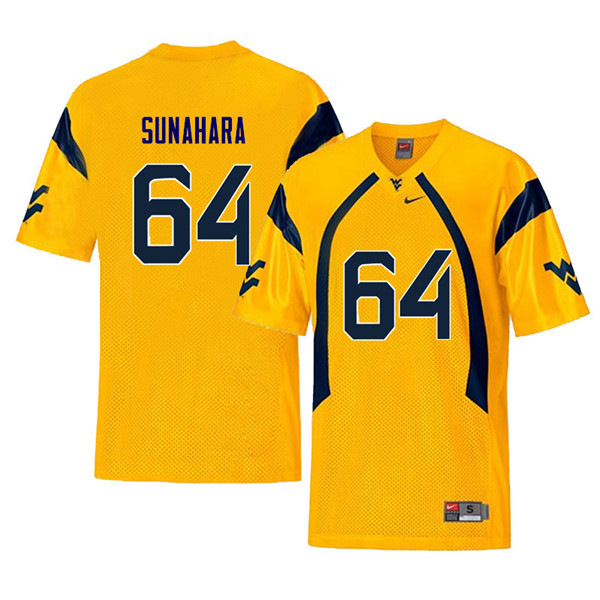 NCAA Men's Rex Sunahara West Virginia Mountaineers Yellow #64 Nike Stitched Football College Retro Authentic Jersey XK23U55KE